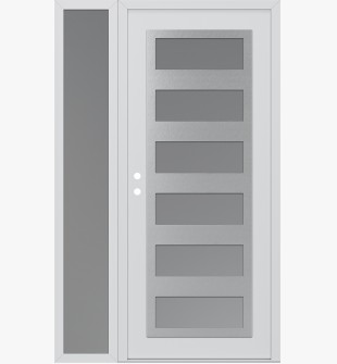 Diamond C9 50" x 80" white/white frosted Glass Panel stainless steel RHI with Sidelite frosted Glass