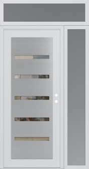 Diamond C7 48" x 96" white/white clear Glass Panel stainless steel LHI with Sidelite and Transom frosted Glass