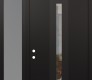 Modern Steel Front Door DIAMOND A2 48" X 96" BLACK/BLACK CLEAR GLASS PANEL BLACK RHI WITH SIDELITE AND TRANSOM FROSTED GLASS