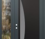 Modern Steel Front Door Diamond C13 48" x 96" anthracite/anthracite frosted Glass Panel black RHI with Sidelite and Transom clear Glass