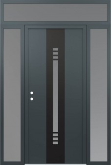 DIAMOND A5 64" X 96" ANTHRACITE/ANTHRACITE FROSTED GLASS PANEL BLACK RHI WITH 2 SIDELITES AND TRANSOM FROSTED GLASS