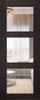 DOOR SLAB AVANTI 3 LITE CLEAR VETRO BLACK APRICOT 30" X 84" X 1 3/4" TEMPERED CLEAR GLASS