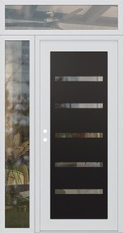 Diamond C7 50" x 96" white/white clear Glass Panel black RHI with Sidelite and Transom clear Glass