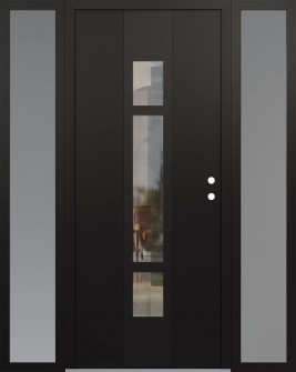 DIAMOND A9 64" X 80" BLACK/BLACK CLEAR GLASS PANEL BLACK LHI WITH 2 SIDELITES FROSTED GLASS