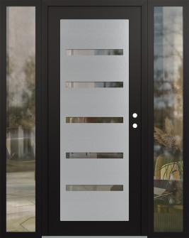 Diamond C7 64" x 80" black/black clear Glass Panel stainless steel LHI with 2 Sidelites clear Glass