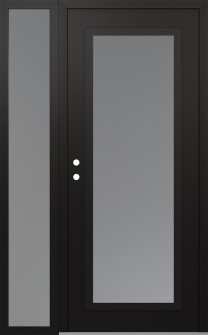 Diamond C1 50" x 80" black/white frosted Glass Panel black RHI with Sidelite frosted Glass