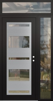 Diamond C10 52" x 96" black/black clear Glass Panel stainless steel LHI with Sidelite and Transom clear Glass