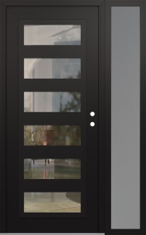 Diamond C9 52" x 80" black/black clear Glass Panel black LHI with Sidelite frosted Glass