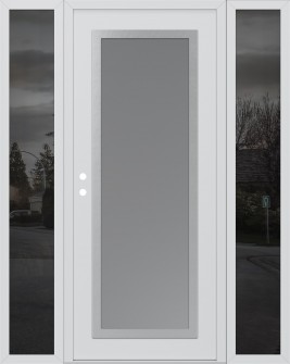 Diamond C1 64" x 80" white/white frosted Glass Panel stainless steel RHI with 2 Sidelites mirrored Glass