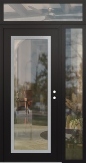 Diamond C1 48" x 96" black/black clear Glass Panel stainless steel LHI with Sidelite and Transom clear Glass