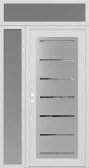 Diamond C11 52" x 96" white/white clear Glass Panel stainless steel RHI with Sidelite and Transom frosted Glass