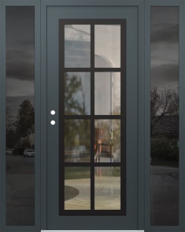 Diamond C16 68" x 80" anthracite/anthracite clear Glass Panel black RHI with 2 Sidelites mirrored Glass