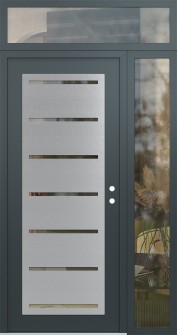 Diamond C11 48" x 96" anthracite/anthracite clear Glass Panel stainless steel LHI with Sidelite and Transom clear Glass