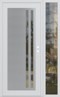 Diamond C6 48" x 80" white/white clear Glass Panel stainless steel LHI with Sidelite clear Glass