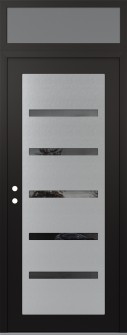 Diamond C7 36" x 96" black/black mirrored Glass Panel stainless steel RHI with Transom frosted Glass