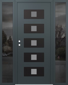 Diamond D8 68" x 80" anthracite/anthracite Frosted Glass Panel black RHI with 2 Sidelites Mirrored Glass