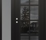 Modern Steel Front Door Diamond C16 48" x 80" black/black mirrored Glass Panel black RHI with Sidelite frosted Glass