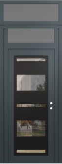 Diamond C10 36" x 96" anthracite/anthracite clear Glass Panel black LHI with Transom frosted Glass