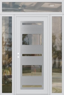 Diamond C10 60" x 96" white/white clear Glass Panel stainless steel RHI with 2 Sidelites and Transom clear Glass