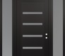 Modern Steel Front Door Diamond C7 68" x 96" black/white frosted Glass Panel black LHI with 2 Sidelites and Transom frosted Glass