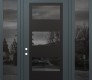 Modern Steel Front Door Diamond C2 68" x 96" anthracite/anthracite mirrored Glass Panel black RHI with 2 Sidelites and Transom mirrored Glass