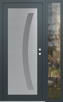 Diamond C4 52" x 80" anthracite/anthracite frosted Glass Panel stainless steel LHI with Sidelite clear Glass