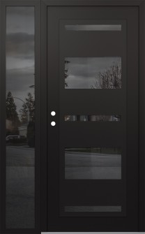 Diamond C10 52" x 80" black/black mirrored Glass Panel black RHI with Sidelite mirrored Glass