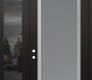 Modern Steel Front Door Diamond C1 50" x 96" black/white frosted Glass Panel stainless steel RHI with Sidelite and Transom mirrored Glass