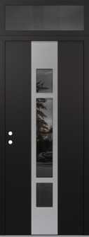 DIAMOND A9 36" X 96" BLACK/BLACK MIRRORED GLASS PANEL STAINLESS STEEL RHI WITH TRANSOM MIRRORED GLASS