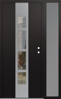 DIAMOND A10 50" X 80" BLACK/BLACK CLEAR GLASS PANEL STAINLESS STEEL LHI WITH SIDELITE FROSTED GLASS