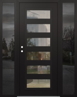 Diamond C9 64" x 80" black/black clear Glass Panel black RHI with 2 Sidelites mirrored Glass