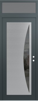 Diamond C13 36" x 96" anthracite/anthracite mirrored Glass Panel stainless steel LHI with Transom frosted Glass