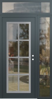 Diamond C16 50" x 96" anthracite/anthracite clear Glass Panel stainless steel LHI with Sidelite and Transom clear Glass