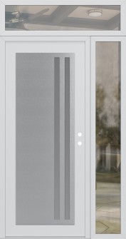 Diamond C6 48" x 96" white/white frosted Glass Panel stainless steel LHI with Sidelite and Transom clear Glass