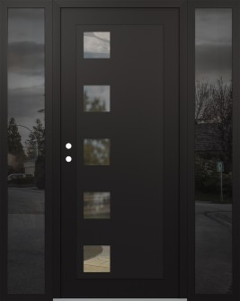 Diamond C5 60" x 80" black/black clear Glass Panel black RHI with 2 Sidelites mirrored Glass