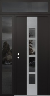 DIAMOND A10 50" X 96" BLACK/BLACK MIRRORED GLASS PANEL STAINLESS STEEL RHI WITH SIDELITE AND TRANSOM MIRRORED GLASS