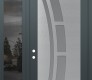 Modern Steel Front Door Diamond C12 52" x 96" anthracite/anthracite frosted Glass Panel stainless steel RHI with Sidelite and Transom mirrored Glass