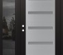 Modern Steel Front Door Diamond C7 48" x 80" black/white frosted Glass Panel stainless steel RHI with Sidelite mirrored Glass