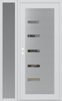 Diamond C8 48" x 80" white/white clear Glass Panel stainless steel RHI with Sidelite frosted Glass
