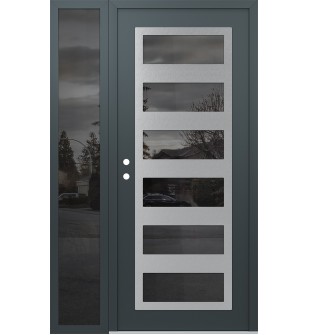 Diamond C9 48" x 80" anthracite/anthracite mirrored Glass Panel stainless steel RHI with Sidelite mirrored Glass