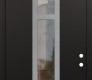 Modern Steel Front Door DIAMOND A9 36" X 96" BLACK/BLACK CLEAR GLASS PANEL STAINLESS STEEL LHI WITH TRANSOM FROSTED GLASS