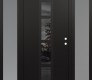 Modern Steel Front Door DIAMOND A10 64" X 80" BLACK/BLACK MIRRORED GLASS PANEL BLACK LHI WITH 2 SIDELITES FROSTED GLASS