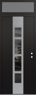 DIAMOND A10 36" X 96" BLACK/BLACK MIRRORED GLASS PANEL STAINLESS STEEL LHI WITH TRANSOM FROSTED GLASS