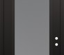 Modern Steel Front Door Diamond C1 36" x 96" black/white frosted Glass Panel black LHI with Transom mirrored Glass