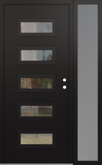Diamond D1 48" x 80" black/black clear Glass Panel black LHI with Sidelite frosted Glass