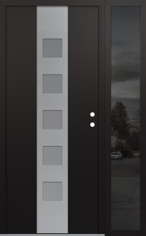 DIAMOND A13 48" X 80" BLACK/WHITE FROSTED GLASS PANEL STAINLESS STEEL LHI WITH SIDELITE MIRRORED GLASS