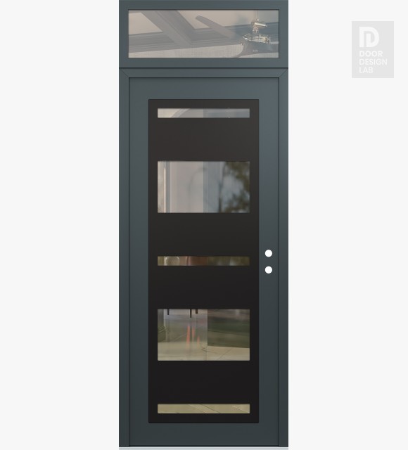 Modern Steel Front Door Diamond C10 36" x 96" anthracite/anthracite clear Glass Panel black LHI with Transom clear Glass