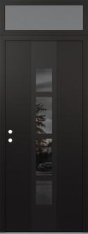 DIAMOND A10 36" X 96" BLACK/BLACK MIRRORED GLASS PANEL BLACK RHI WITH TRANSOM FROSTED GLASS
