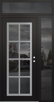 Diamond C16 50" x 96" black/black mirrored Glass Panel stainless steel LHI with Sidelite and Transom mirrored Glass