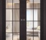 Avanti 8 Lite Clear Vetro Black Apricot Modern Interior Double Pocket Doors by Belldinni
